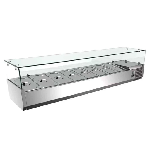 Vitrina Refrigerada Horizontal para Ensaladas y Pizza 8 Insertos 180 cm RT-1800L MIGSA