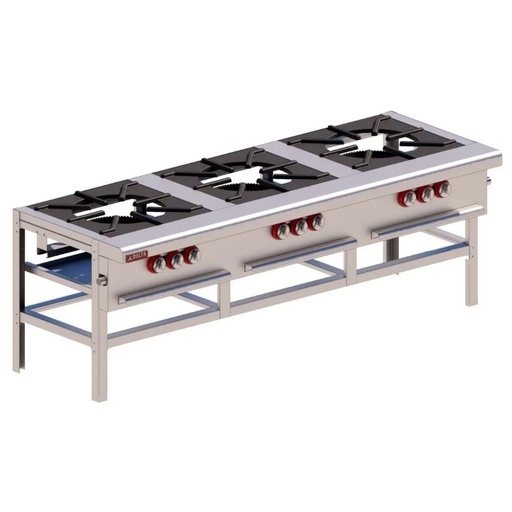 Estufón Triple 3 Quemadores Triple Acero Inox y Aluminizado IE-3 MIX DELTA