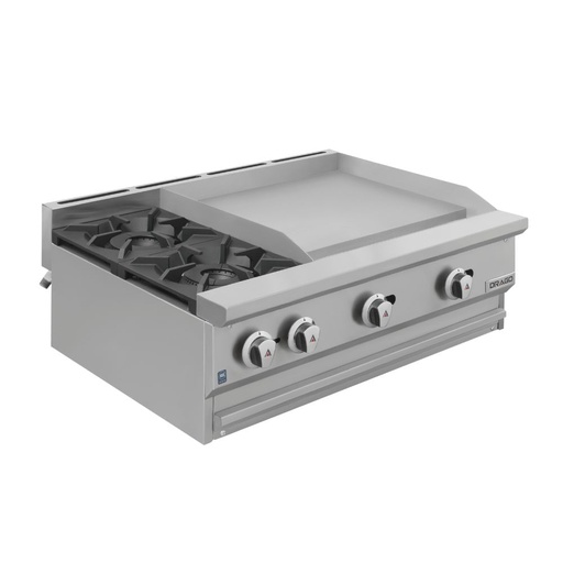 Parrilla Combinada con Plancha + Parrilla de 2 Quemadores CG-20PD DRAGO