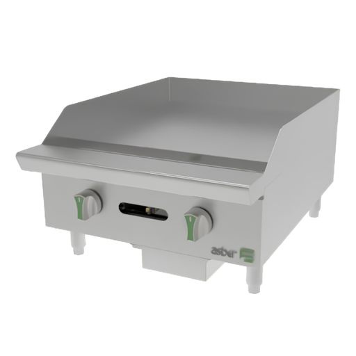 Plancha Industrial 24" 2 Quemadores con Placa de 1.59 cm AEMG-24 ASBER