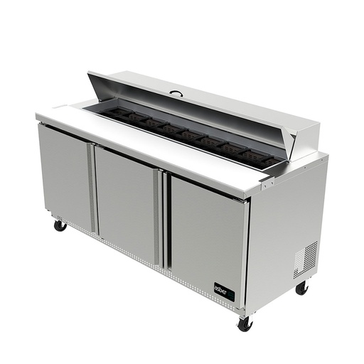 Mesa Refrigerada de Preparacion de Sandwiches y Ensaladas 3 Puertas 183 cm APTS-72-18 ASBER