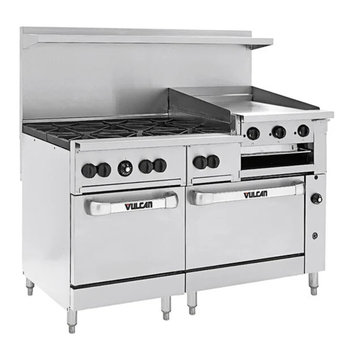 Estufa Gas Natural / Gas LP 6 Quemadores y 60" Plancha/Asador y Base de Horno Estándar 60SS-6B24GBN VULCAN